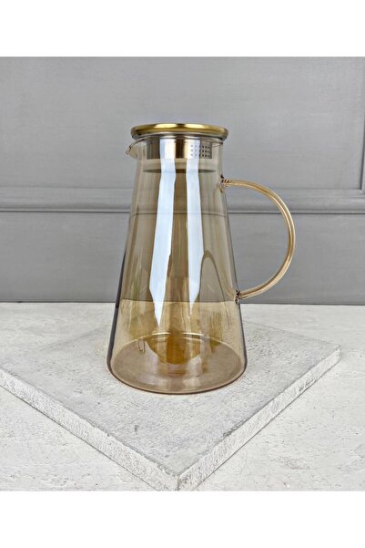 PEKİBU METAL KAPAKLI LÜKS BOROSİLİKAT CAM SÜRAHİ GOLD 1.9 LİTRE