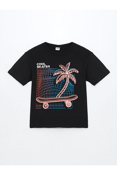 LC Waikiki Tricou pentru băiat din bumbac pieptănat cu decolteu