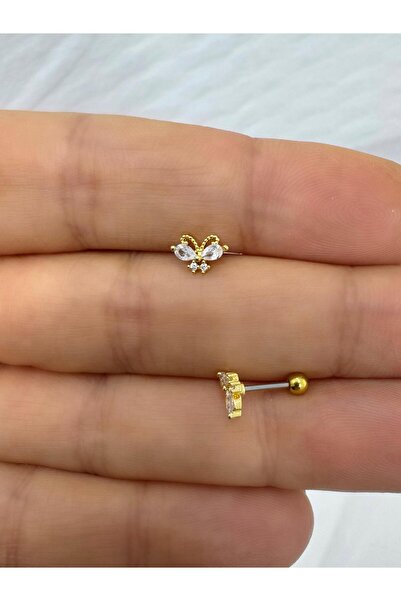 Arescollection Zirkon taşlı kelebek 1 adet tragus helix lobe conch flat lobe ...