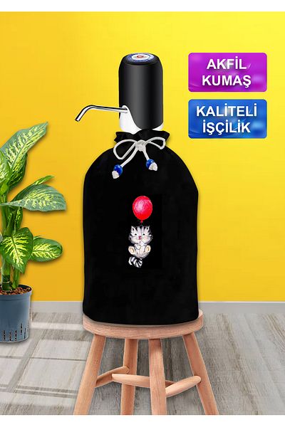 enmalife Черен калъф за демижон, черен платнеен калъф за демижон с щампа на балони с котка
