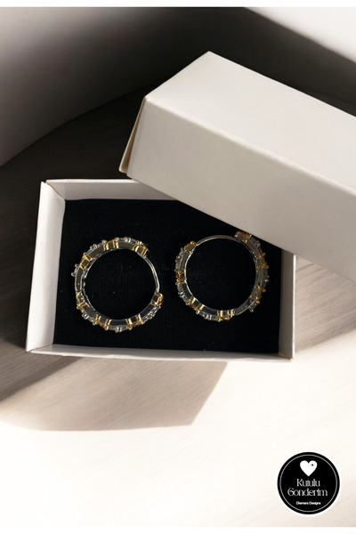 Diamara Designs Xoxo Zircon Stone Women's Steel Earrings Gold and Silver