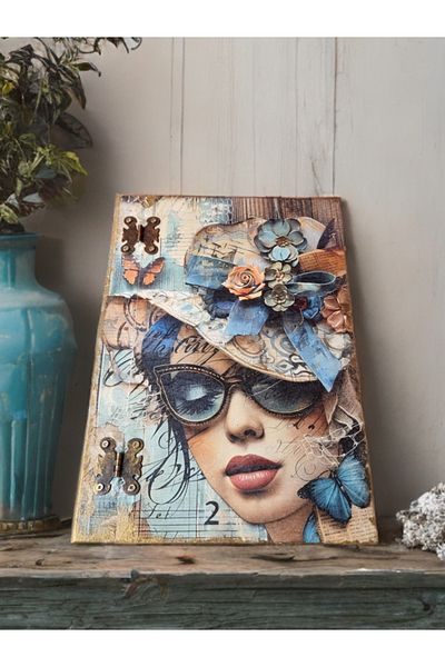 herbantine Vintage Wooden Painting Book Box Organizer Jewelry Buckle Box