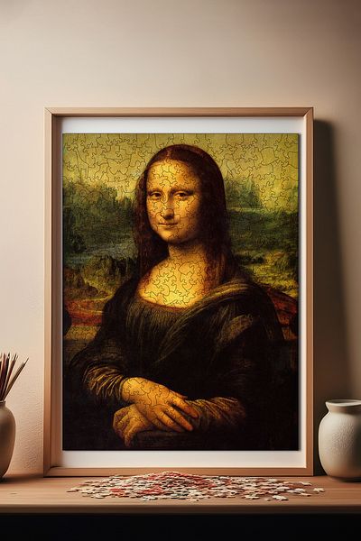 Pinecone بازل خشبي من الموناليزا - 450 قطعة، بازل فريد، رقائق لاصقة، متضمن 29x39 سم R1-16
