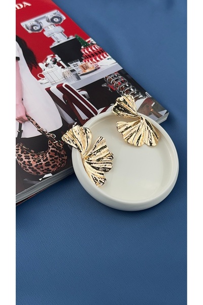 TRENDTAKI vintage yaprak gold kaplama küpe 0185