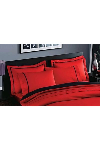 Taç Perna din satin Taç Prestige - Husa cu volan, 2 buc, 50x70 cm, rosu