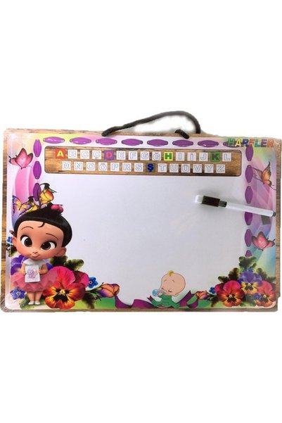 abnturk Büyük Boy Çift Taraflı Yazı Tahtası 37x28Cm Yaz-Sil Bulmacalı Harfli ...