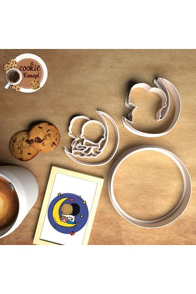 CookieKonsept Love - Valentine's Day Cookie Mold Moon |   Boy - Girl