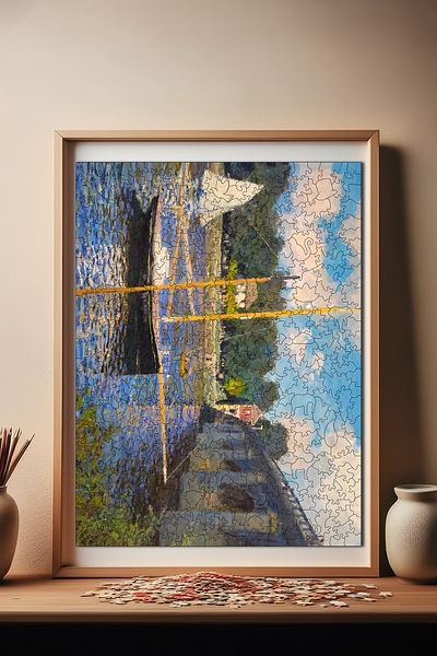 Pinecone Claude Monet Argenteuil Bridge Unique Puzzle - 450 Pieces 29X39 cm R1-15