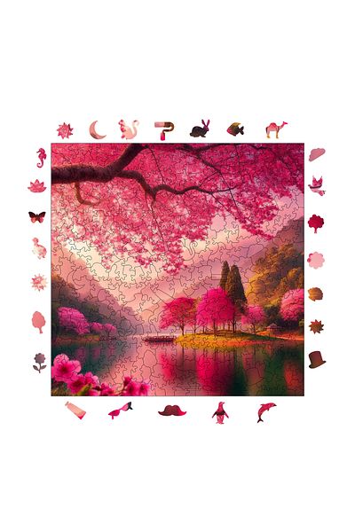 Pinecone بازل خشبي ساكورا سلام - 353 قطعة بازل، رقائق فريدة، 29x29 سم S1-25