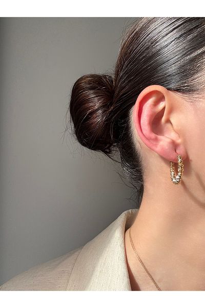 Ressia Dorika Stones Full Gold Color Earrings