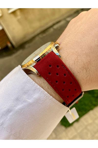 Reward Chaporone Red Color Suede Cord Waterproof Men's Wristwatch