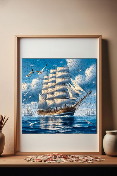 Pinecone بازل خشبي أسطورة المراكب الشراعية قطعة فريدة من نوعها بازل قطع 353 قطعة 29x29 سم S1-08