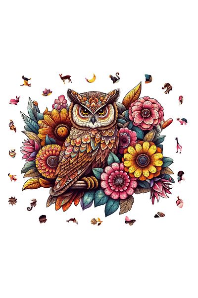 Pinecone 300 قطعة من الملابس الداخلية - أحجية خشبية على شكل بومة زهرية مقاس 29 × 33 سم Wz-07
