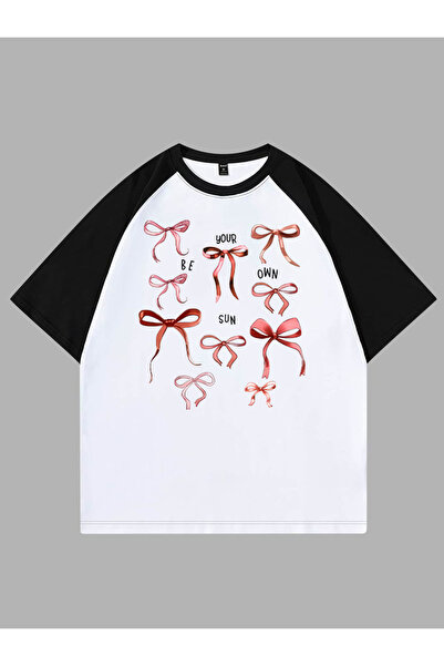 Tarzsokak تي شيرت مطبوع بتفاصيل فيونكة ومزدوج اللون