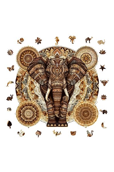 Pinecone Majestic Mandala - بازل خشبي 250 قطعة، قطعة فريدة، 29x28 سم Wz-04