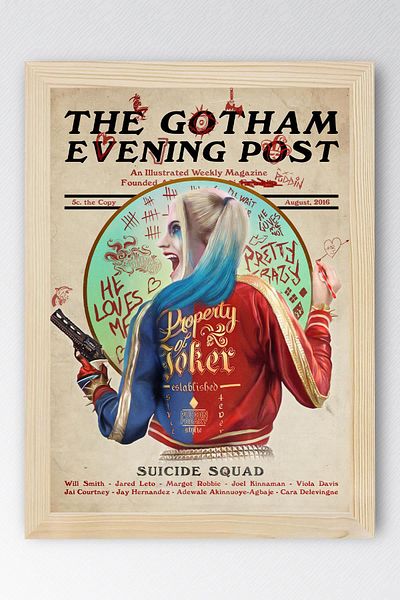 Saturn Harley Quinn Framed Painting - Suicide Squad Movie Poster Painting