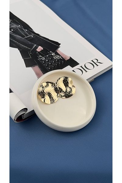 TRENDTAKI Asymmetric Tattoo Pattern Gold Plated Triangle Earrings 0192