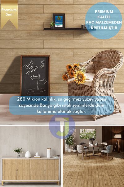 Technojet Δάπεδο με μοτίβο σκληρού ξύλου Premium - Κουζίνα, Μπουφές και Ντουλάπα με Φινίρισμα, 60cmX500cm