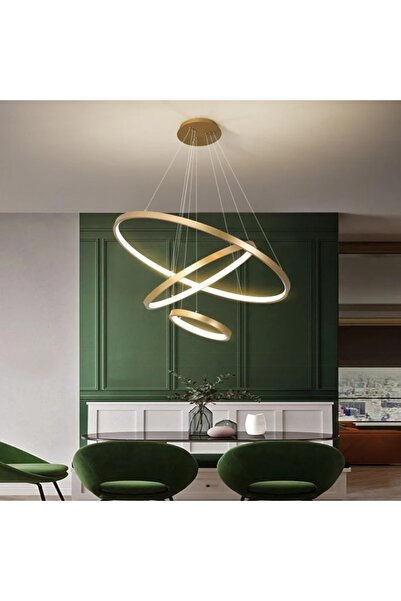 N Naturel Aydınlatma 3LÜ LEDLİ ÇEMBER AVİZE / 3 RENK IŞIK / 20-40-60cm / KUMANDALI