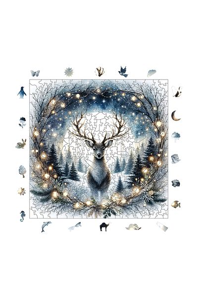Pinecone Unique Piece Wooden Puzzle under the Silver Moon - Puzzle 353, 29X29 Cm, S1-38