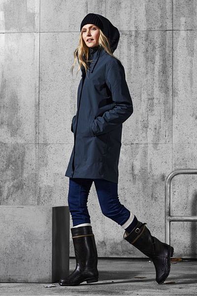 Tchibo Women Hooded Hardshell Rain Jacket, Navy