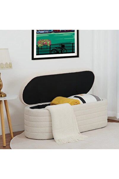 arge demo Sidney Xlarge Puf Krem Renk Sandıklı Puf Benç