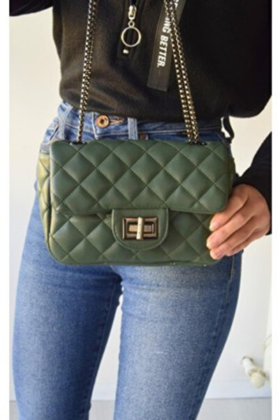 Metsare Kadın Kapitone Desenli Kilit Detaylı Zincirli Çanta, Kadın Çanta, Omu...