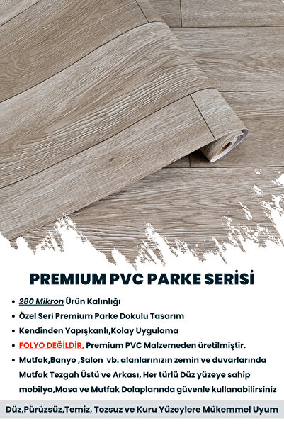 Technojet Kendinden Yapışkanlı Dokulu Parke Desen Premium Zemin Mutfak Duvar DolapKaplama 60cmX500cm