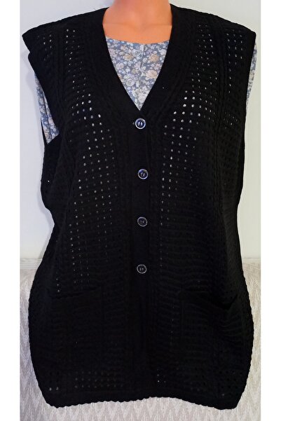 Anne Er Clothing Mother Seasonal Knitwear Vest Long-Sleeve Double Pockets Black