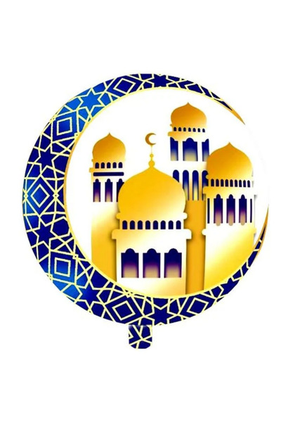 Onay Store بالون من رقائق الألومنيوم باللون الأزرق مقاس 18 بوصة مع شكل هلال ر...