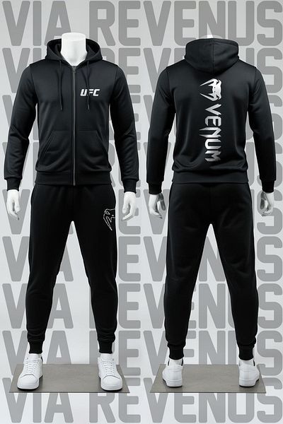 Vordevia Ufc Printed Zippered Hooded Tracksuit Set