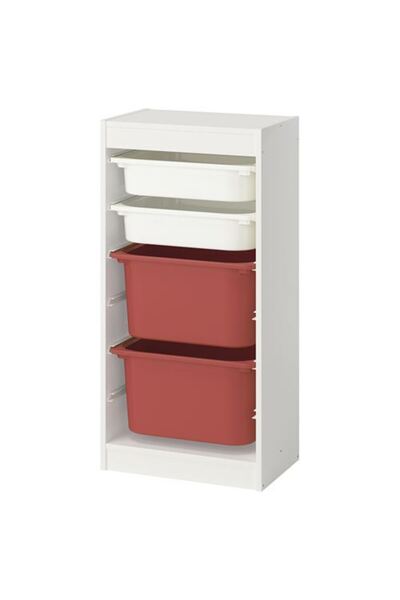 IKEA - TROFAST, saklama ünitesi, beyaz-kırmızı, 46x30x94 cm