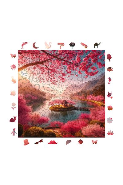 Pinecone حلم زهر الكرز - ألغاز خشبية مجزأة فريدة من نوعها 353 قطعة 29x29 سم S1-26