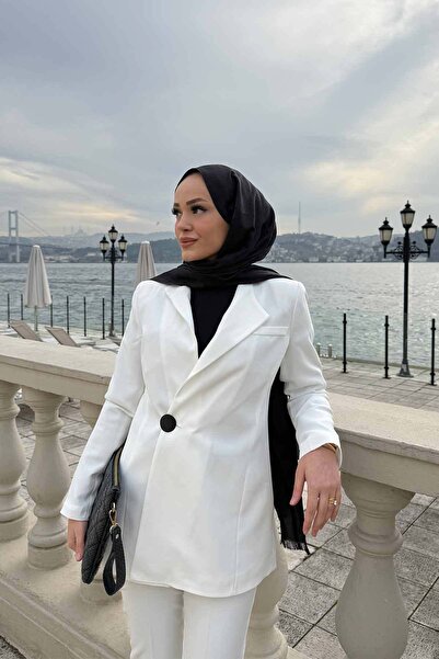 Melike Tatar Ekru Lined Crepe Jacket 32-2301