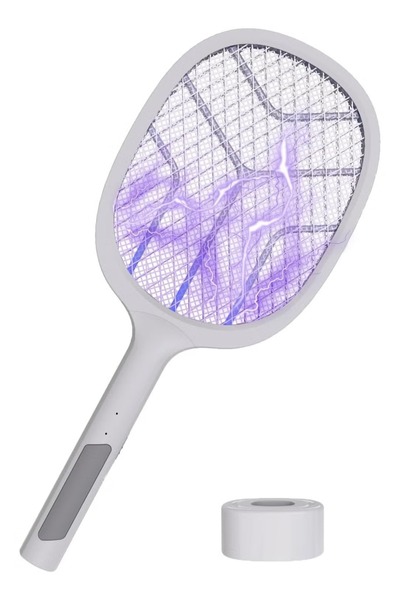 Primo Plus مضرب كهربائي 2 في 1 قابل لإعادة الشحن عبر USB، أبيض