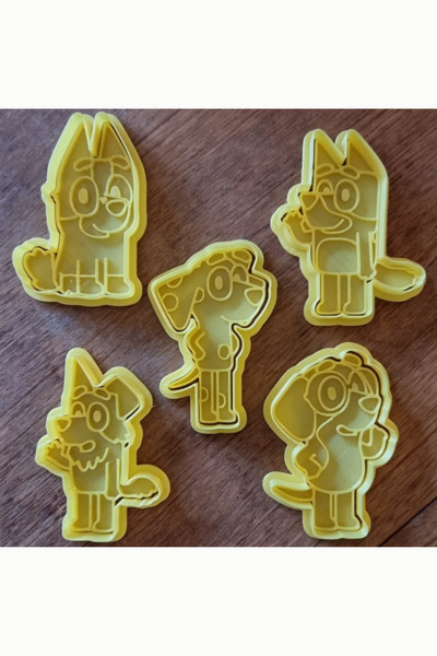 genomera مجموعة من 5 قوالب بسكويت ذات طابع أزرق