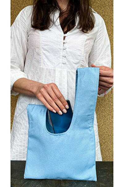 Anı Home Japon Düğümü Bebek Mavisi Duck Kumaş Clutch Çanta