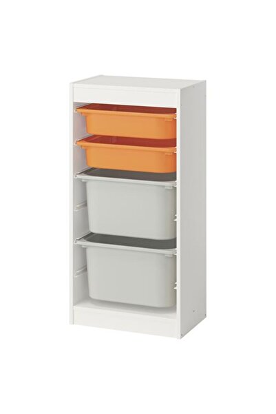 IKEA - TROFAST, saklama ünitesi, beyaz-açık turuncu-gri, 46x30x94 cm