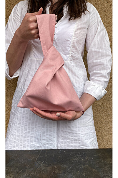 Anı Home Japon Düğümü Toz Pembe Duck Kumaş Clutch Çanta