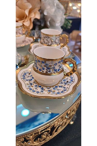 LOKMAN ZÜCCACİYE Daisy Colorful Flowered Porcelain Coffee Cup Set