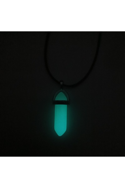 M sadık Fosforlu Karanlıkta Parlayan Doğal Taşlı Çubuk Trend  Kolyesi
