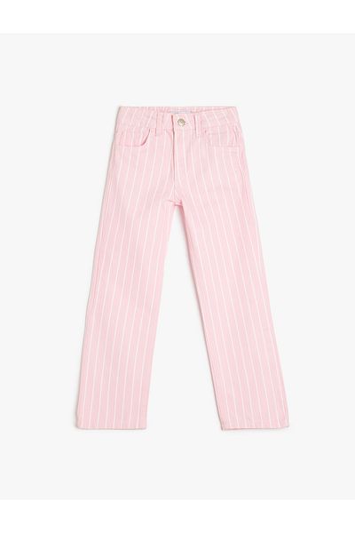 Koton New Season Cotton Pocket Striped Denim Trousers