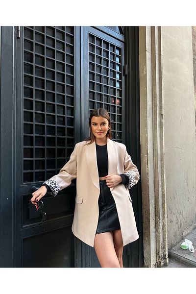 Ekim Store Jachetă blazer căptușită cu leopard