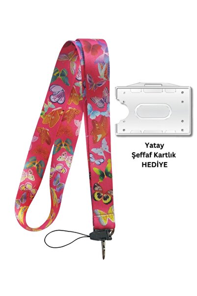 doktorbonem Ružičasti leptiri, držač za kartice, remen za značke, remen za vr...
