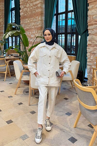 Melike Tatar Ecru Sheathed Gabardine Trousers 32-3502