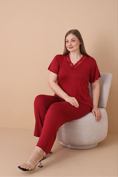şuranur 100% Bamboo Lace Detailed Pjama Set