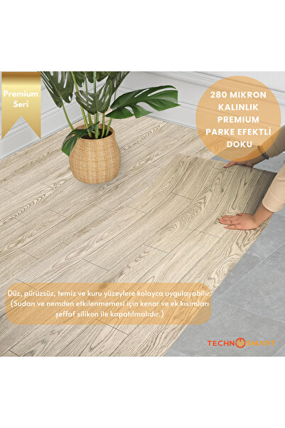 TechnoSmart 60×100cm Kendinden Yapışkanlı Parke Görünümlü Premium Zemin Duvar Kağıdı Dolap Kaplama
