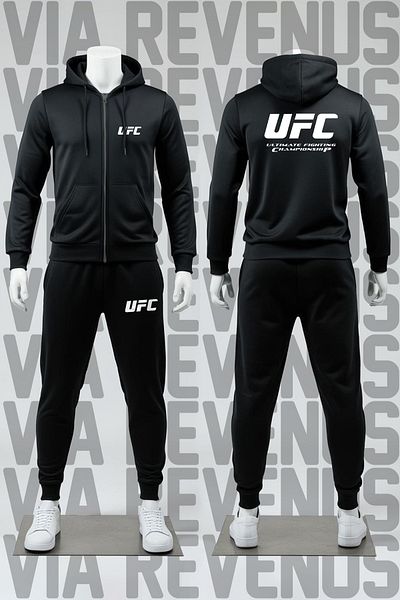 Vordevia Set de trening cu glugă cu fermoar imprimat UFC Ultimate Fighting Championship
