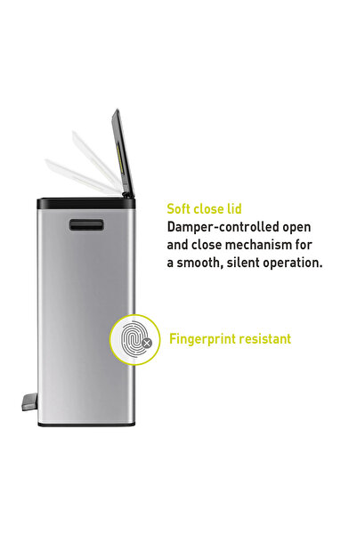 EKO ECOCASA ⅡPEDALLI PASLANMAZ KARE ÇÖP KOVASI - 20 LT - SATEN