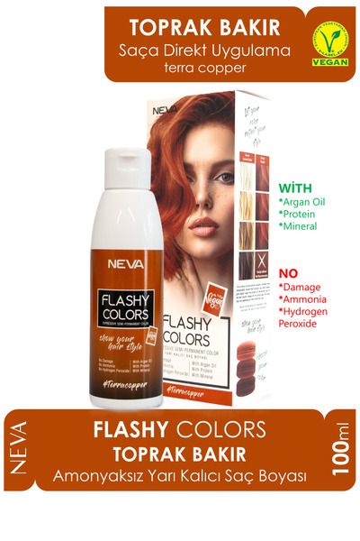 Neva Flashy Colors Yarı Kalıcı Saç Boyası Terra Copper / Toprak Bakır 100 ml